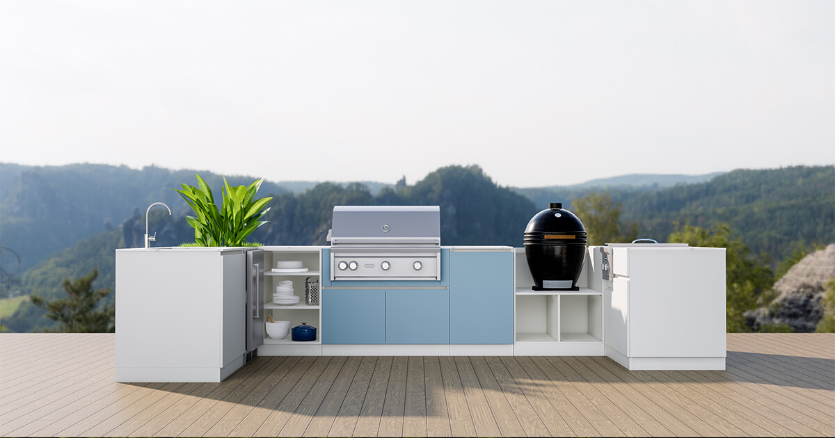 sky blue kitchen cabinets