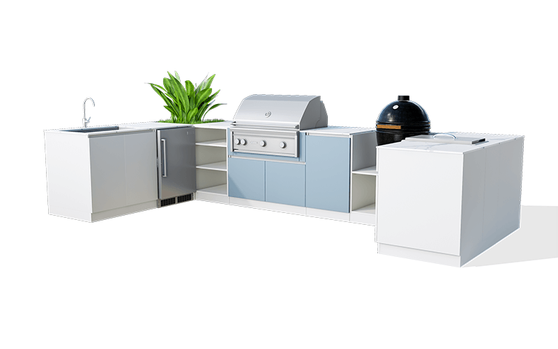 u shaped modular outdoor kitchen cabinet