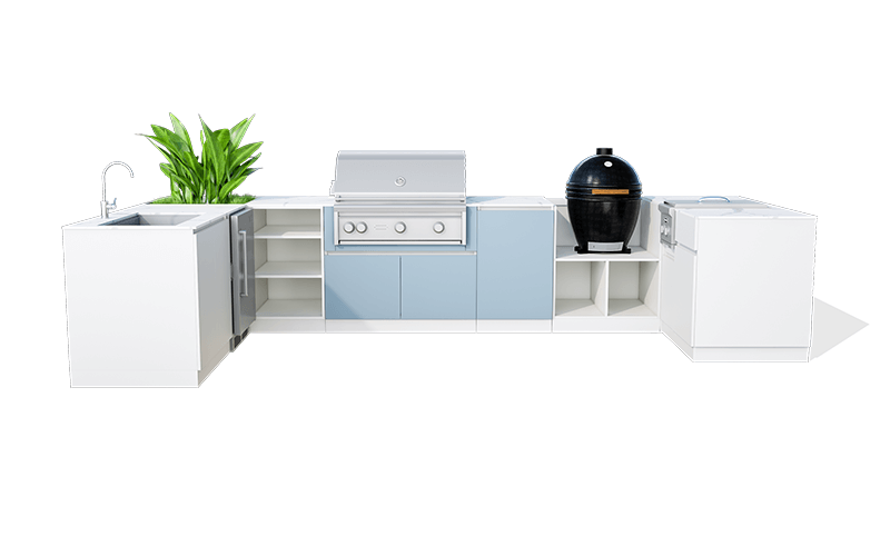 u shaped outdoor kitchen cabinet